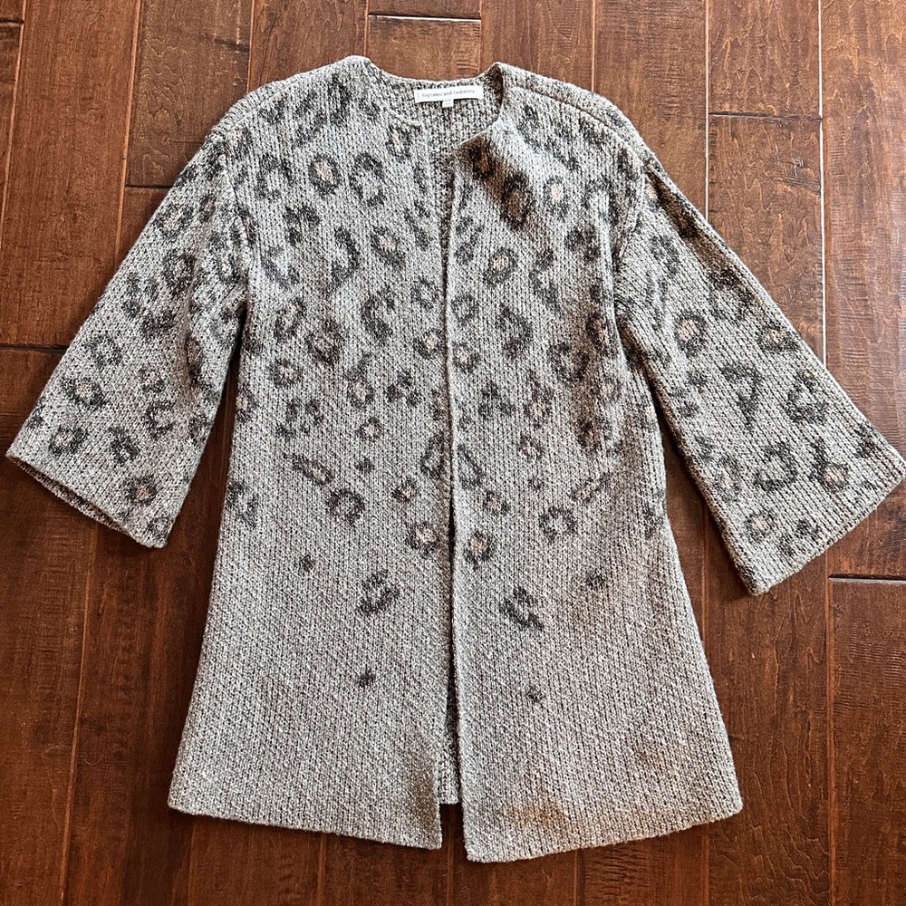 Leopard Print Open Front Cardigan